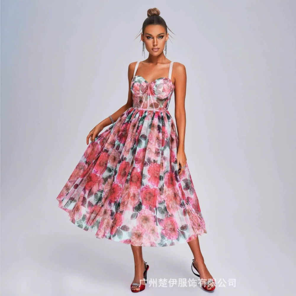 ZARA Ethereal Off Shoulder Chiffon Floral Evening Dress Spring Summer